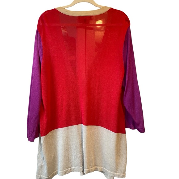 JONES NEW YORK Women’s Collection Red & Purple Thin Cardigan Sweater size 2X - Picture 7 of 11